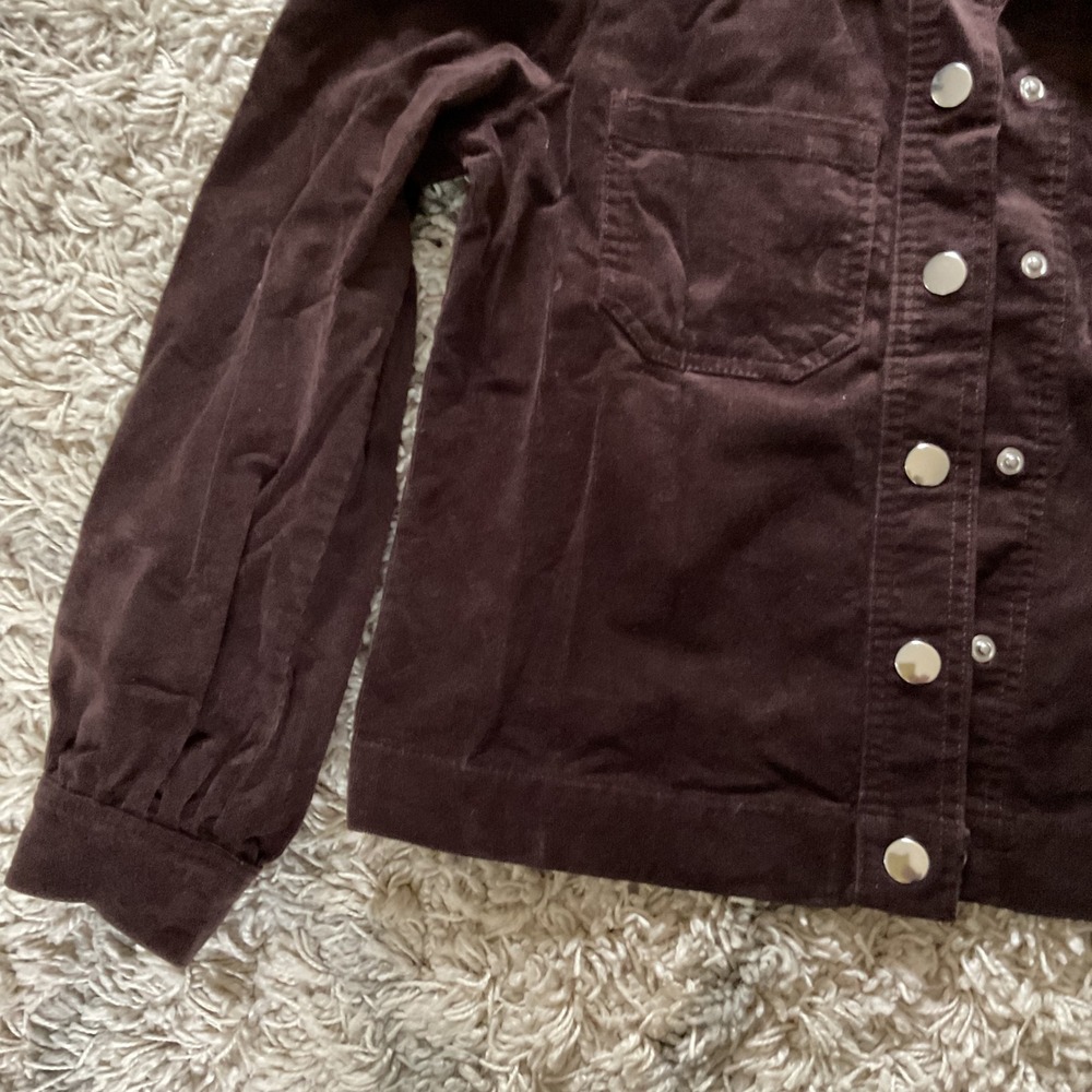 Loft Outlet Brown Corduroy Snap Front Jacket Womens Small Petite SP Utility - Picture 4 of 13